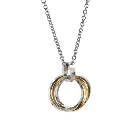 Triple Ring Twist Box Chain Necklace(Gold)